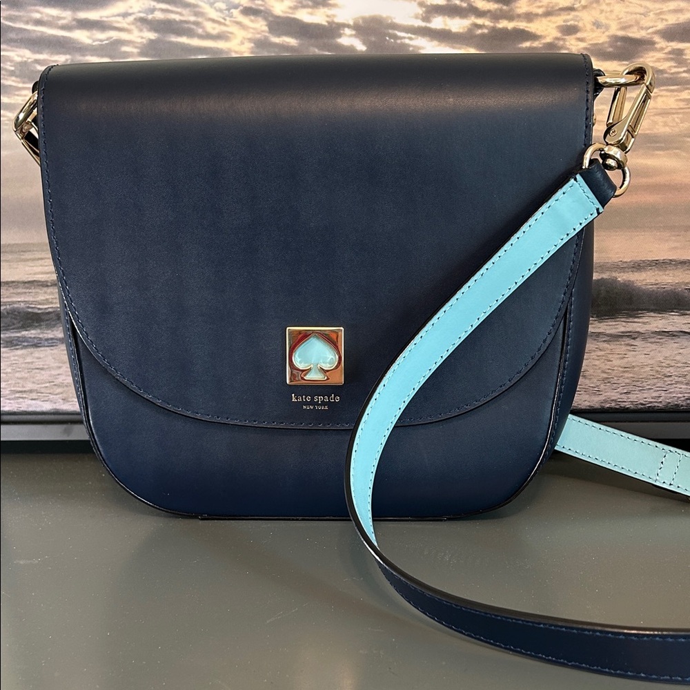Kate Spade  ♠️ Midnight Blue Leather Crossbody Bag
